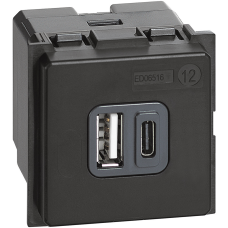 Розетка 2xUSB за зареждане тип A+C 3A 15W 2 мод. Living Now Bticino