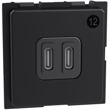 Розетка 2xUSB за зареждане тип C+C 3A 30W 2 мод. Living Now Bticino