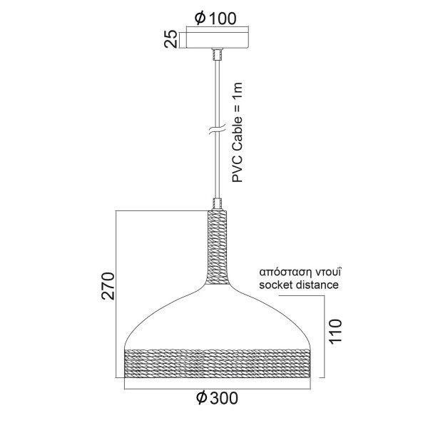 Пендел COTTAGE KS182630RW Aca Lighting 1xE27